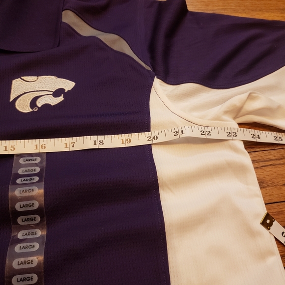 Kansas State University Men's Large Powercat polo NWT royal purple, white + - Picture 10 of 11